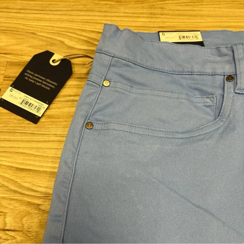 FootJoy Cotton Twill 5-Pocket Pants Blue Lagoon Golf Casual Stretch Mens 33x32 - Picture 4 of 6